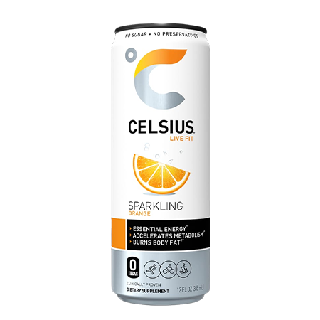 Celsius Sparkling Energy Drink - No Sugar or Preservatives - Orange (12 Fl Oz. Each)