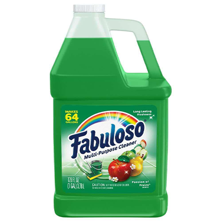 Fabuloso Multi-Purpose Cleaner leaves a fresh scent that lasts. The Passion of Fruits fragrance leaves an irresistible scent your family and guests will notice. It comes in a convenient, easy-pour bottle. This Fabuloso cleaner is easy to use, so there is no need to rinse, and it leaves no visible residue. Discover the long-lasting freshness of Fabuloso Multi-Purpose Cleaner that leaves your home shiny, clean, fresh, and fragrant.